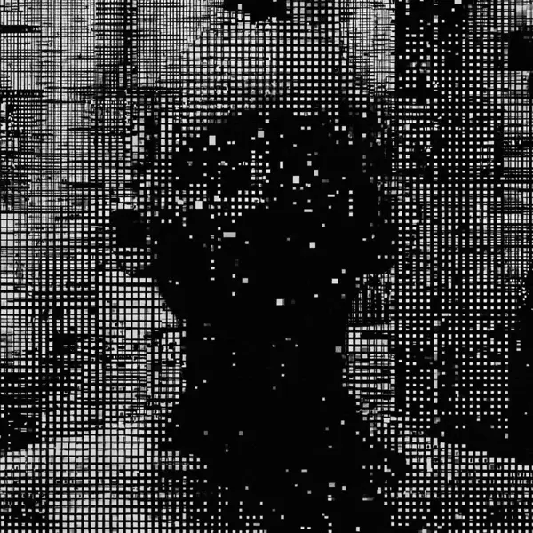 VORT genesis artwork — a dark silhouette dissolving into a black and white halftone dot grid
